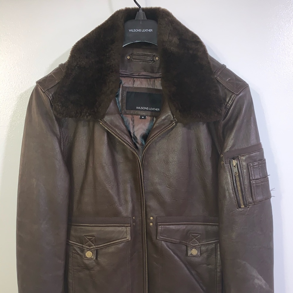 Leather bomber jacket